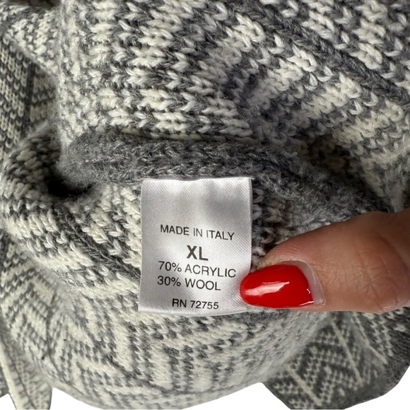 Bianca G. Knit Cape Jacket Gray White Herringbone Wool  W Size XL Made in Italy - Picture 6 of 8